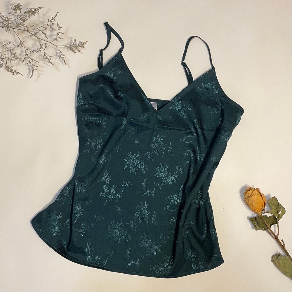 Forest green satin cami top